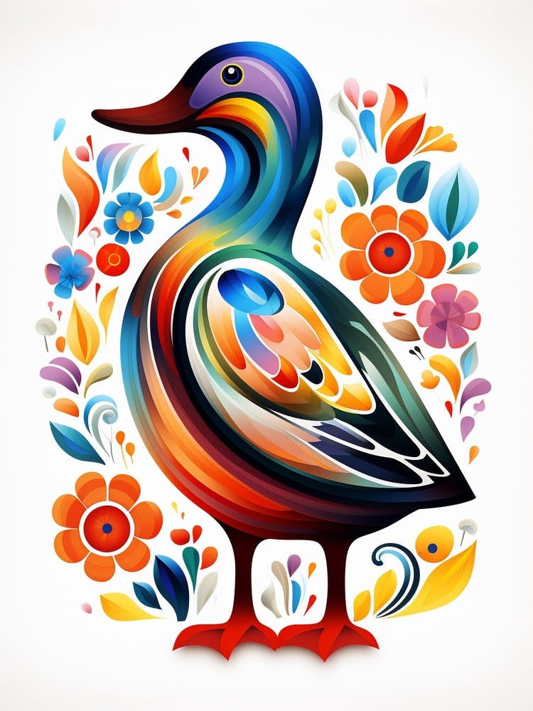 Scandinavian Bird Illustration Mallard Duck 3