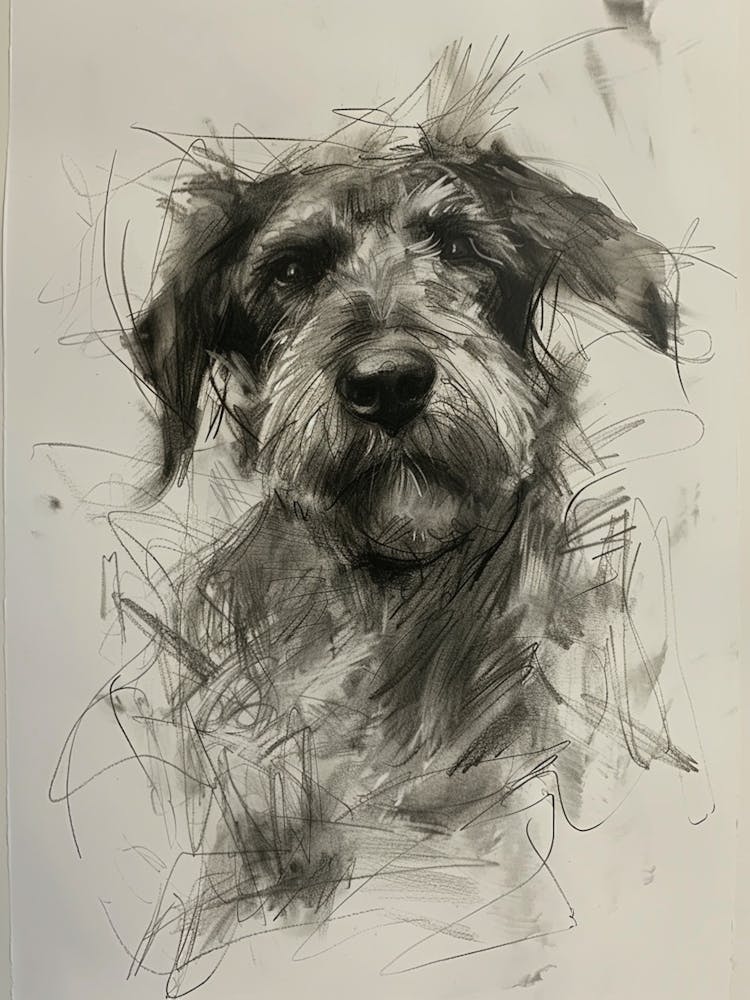 Otterhound Dog Charcoal Line 3