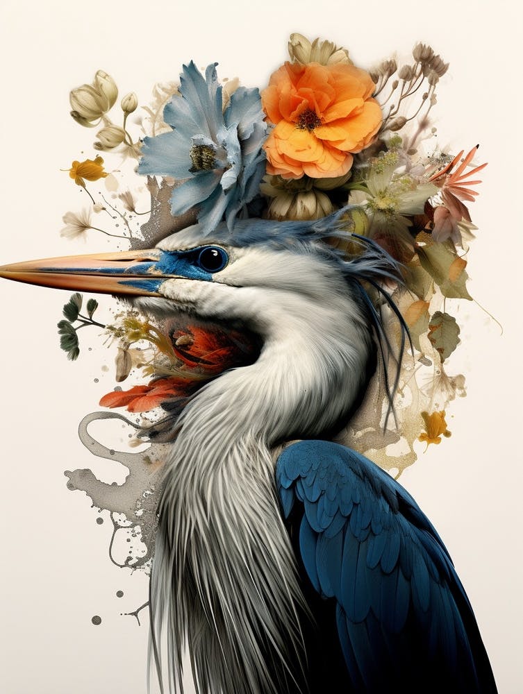 Bird With A Flower Crown Great Blue Heron 5