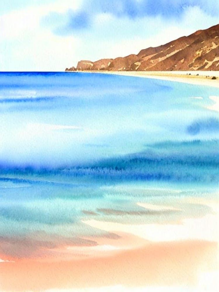 Playa De Los Genoveses 3, Almeria, Spain Watercolour