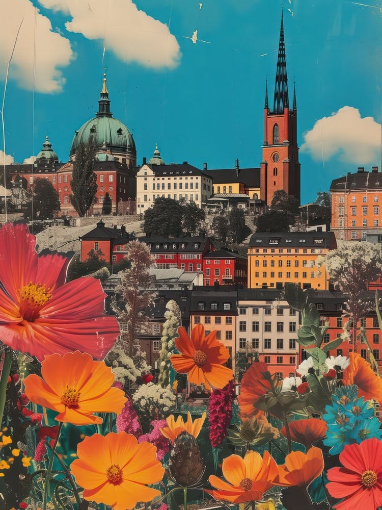Stockholm   Floral Retro Collage Style 1