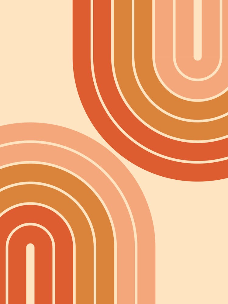 Midcentury Modern Geometric Rainbow Ib In Vintage Terracotta Gold 01