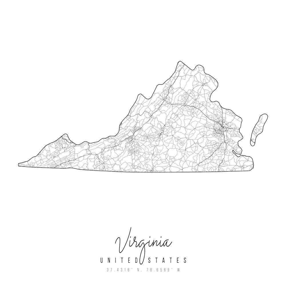 Virginia Minimal Street Map Square