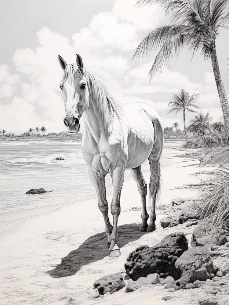 A Horse Oil Painting In Seven Mile Beach, Grand Cayman, Portrait 1