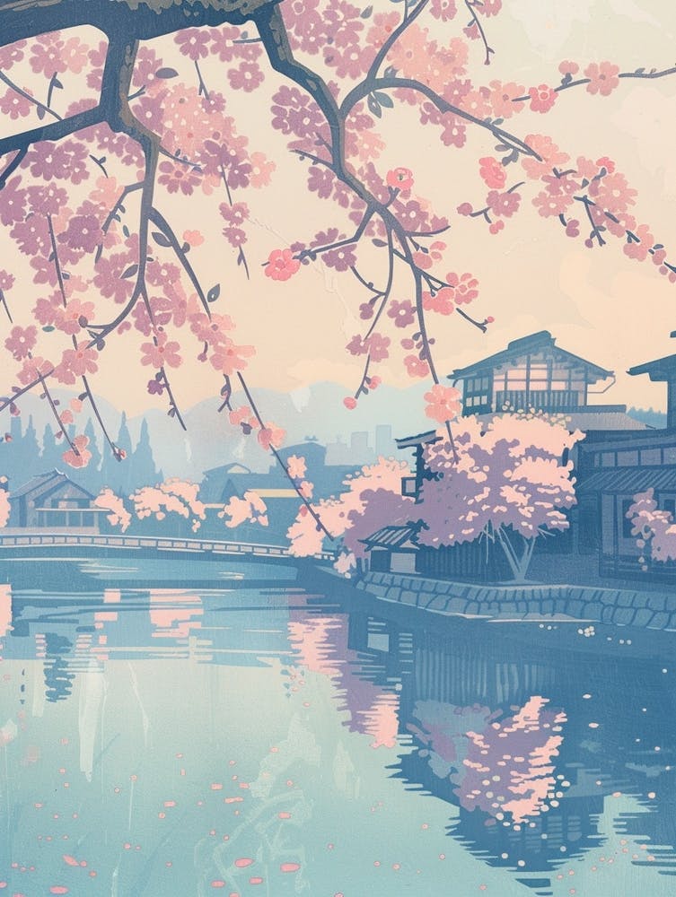 Matsuyama Japan Retro Illustration