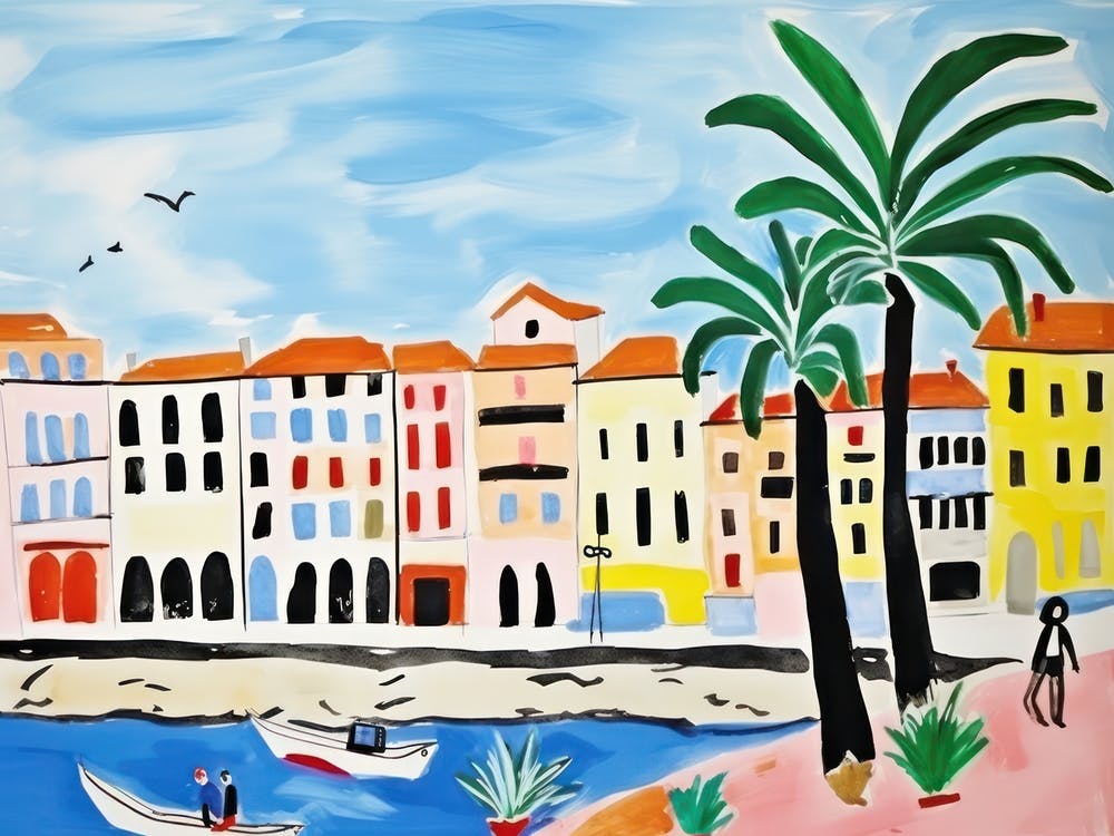 Livorno Italy Cute Watercolour Illustration 3