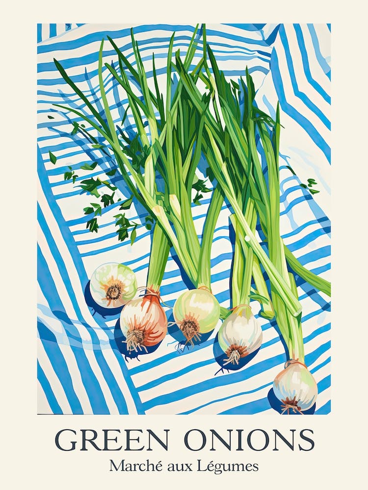 Marche Aux Legumes Green Onions Summer Illustration 2