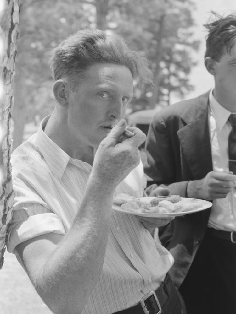 Eating Dinner At All Community Sing, Pie Town, New Mexico By Russell Lee