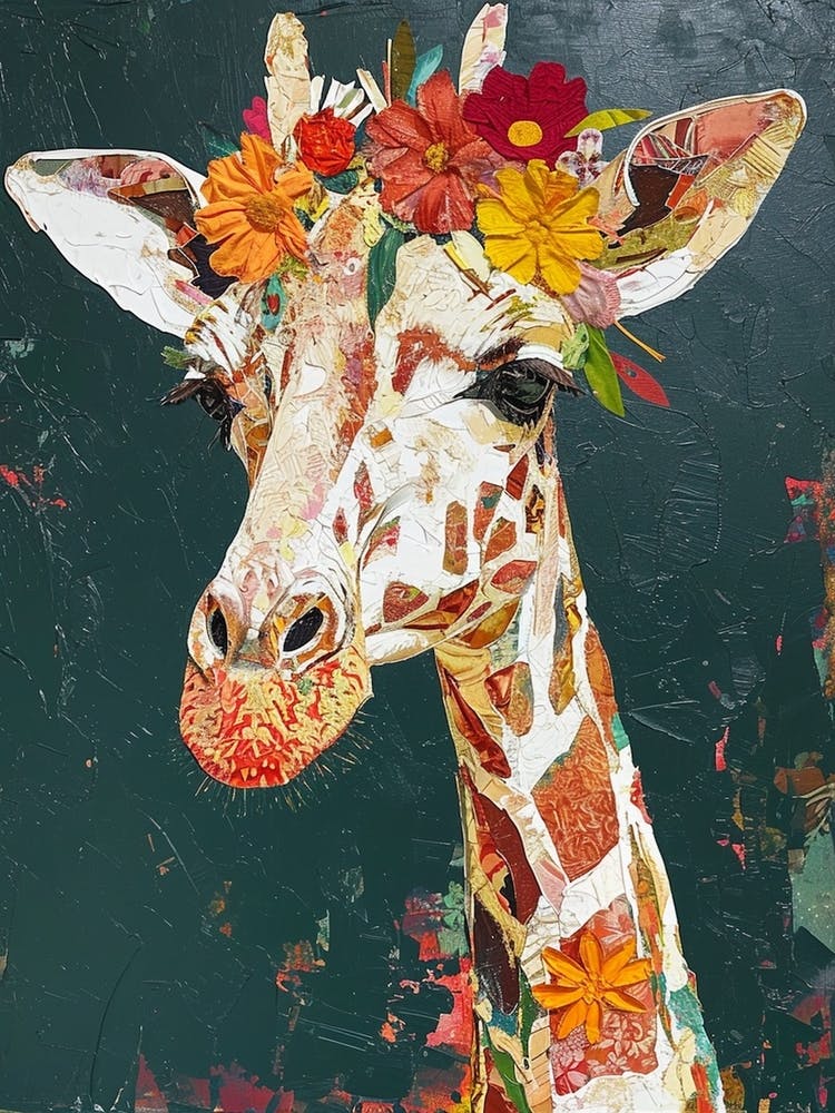 Floral Textured Giraffe 2