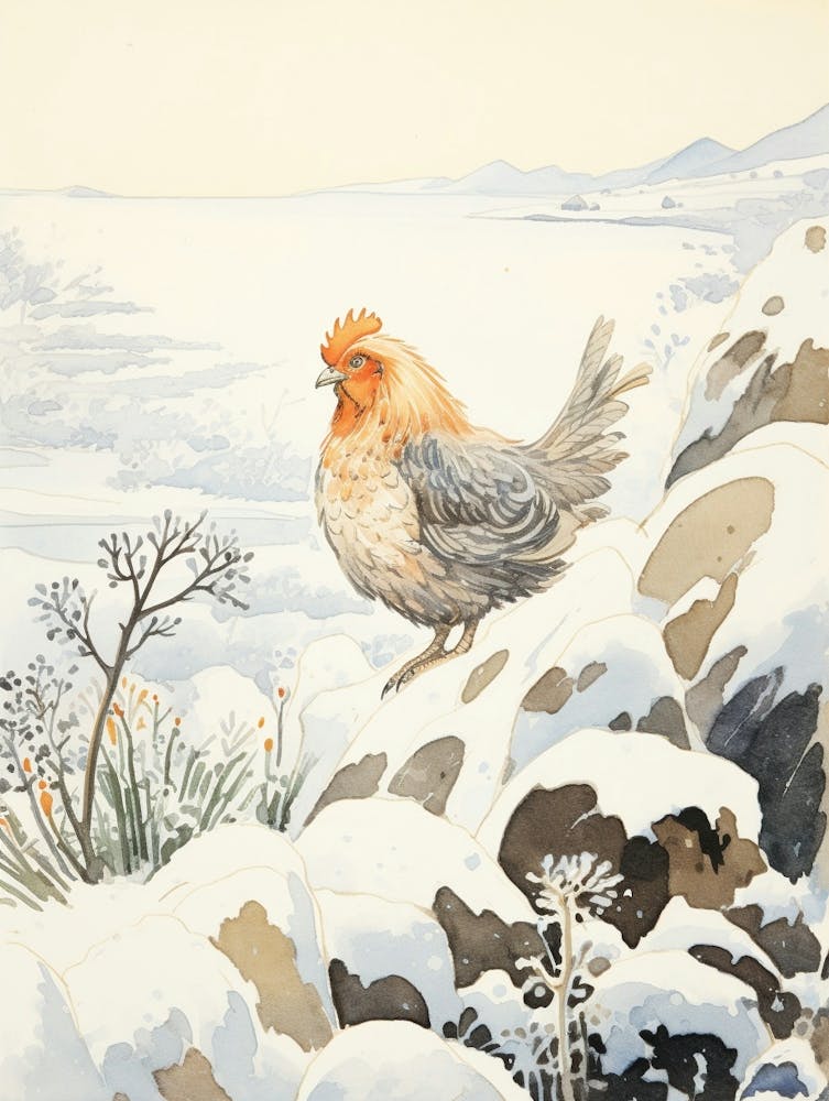 Winter Bird Painting Chicken 2