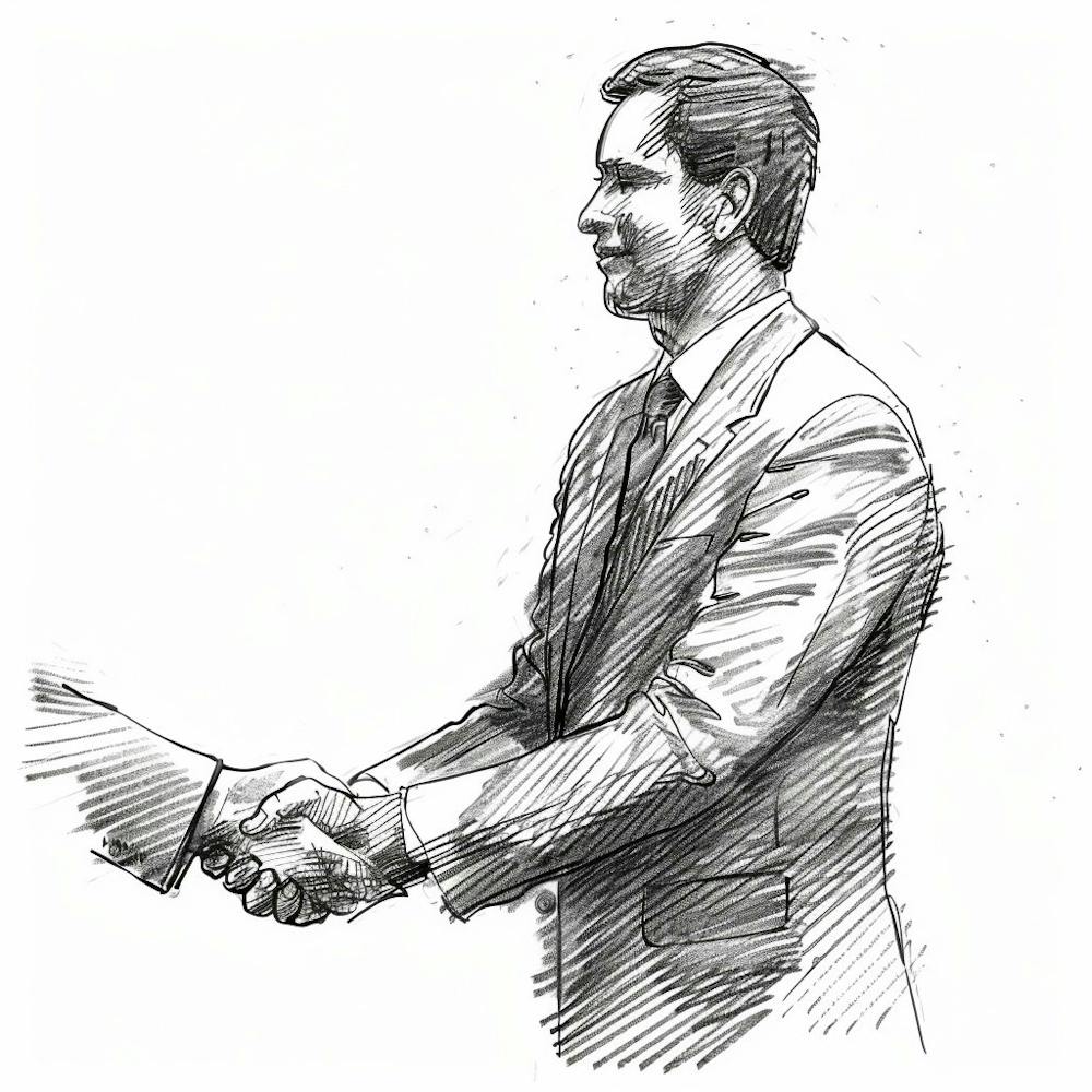 Sketch Of Two Men Shaking Hands