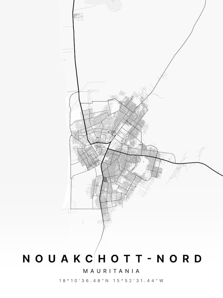 Nouakchott Nord Mauritania White Map