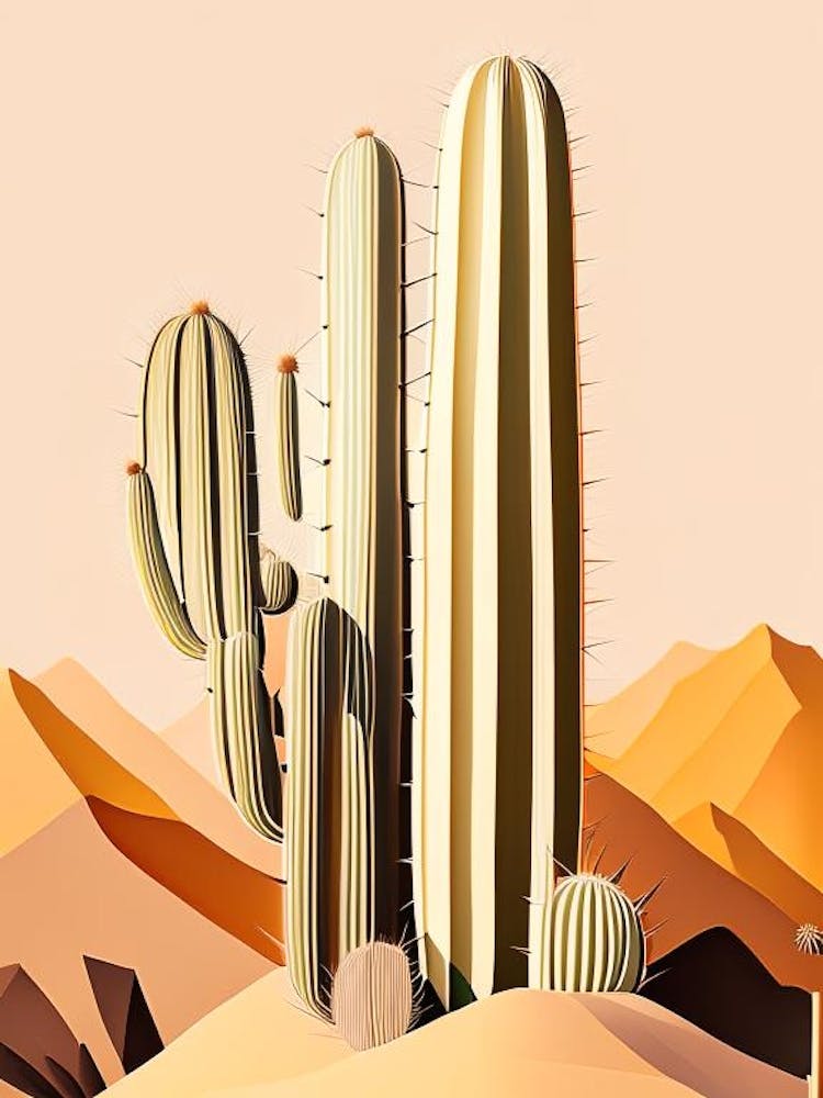 Saguaro Cactus Neutral Abstract