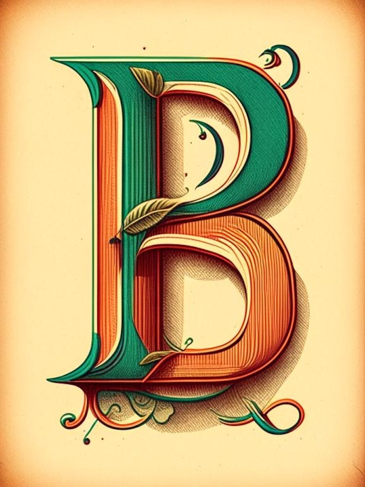 B, Lettre, Alphabet Croquis vintage 2