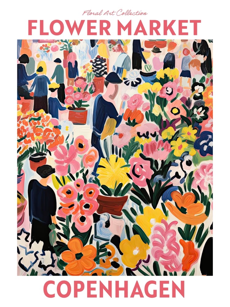 Copenhagen Flower Market Floral Travel Print Plant Art Modern Style