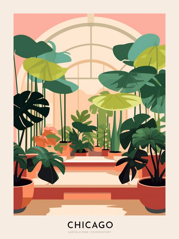 Garfield Park Conservatory 2 Chicago Colourful Travel Poster