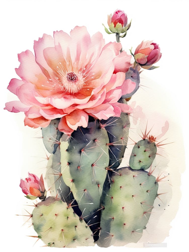 Trichocereus Cactus Watercolour Drawing 4