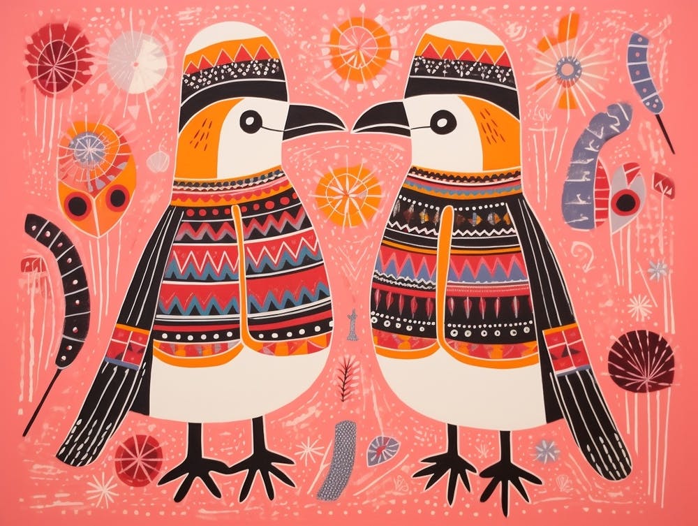 Kookaburra 2 Illustration im Folk-Stil mit Tieren