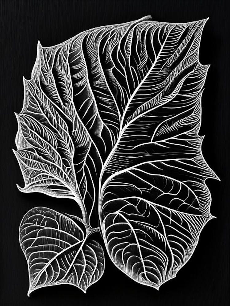 Plum Leaf Linocut 3
