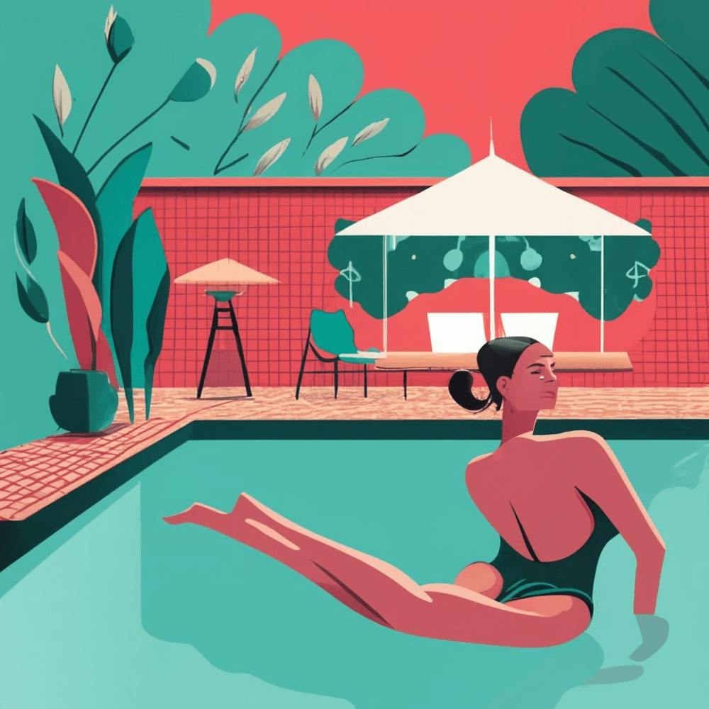 Illustration Of A Woman In A Swimming Pool