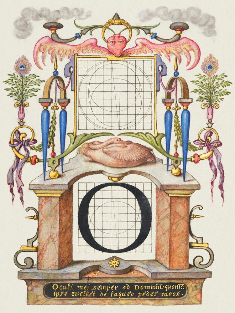 Guide For Constructing The Letter O From Mira Calligraphiae Monumenta, Joris Hoefnagel