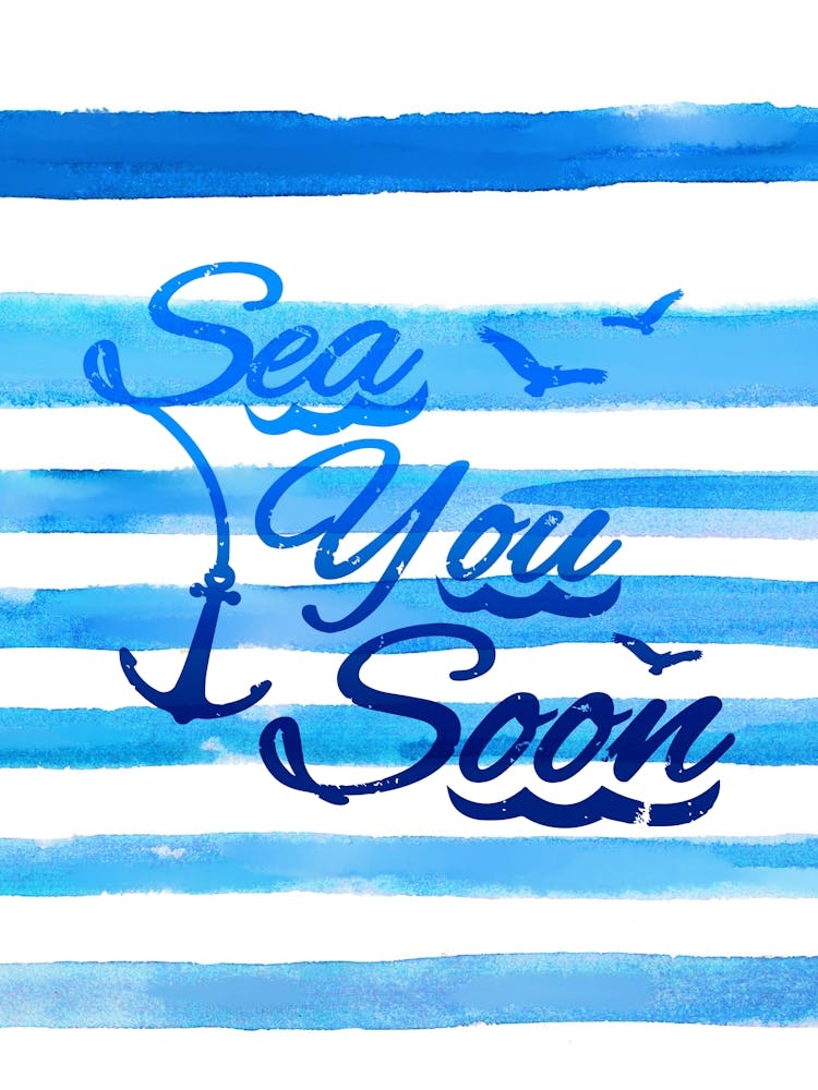 Sea you soon - travel poster, vector art, positive tropical motivation 14