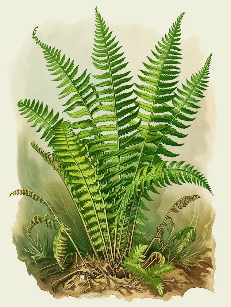 Vintage Illustration Soft Shield Fern 4