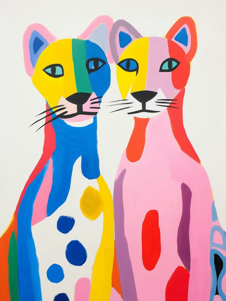 Colourful Kids Animal Art Mountain Lion 2