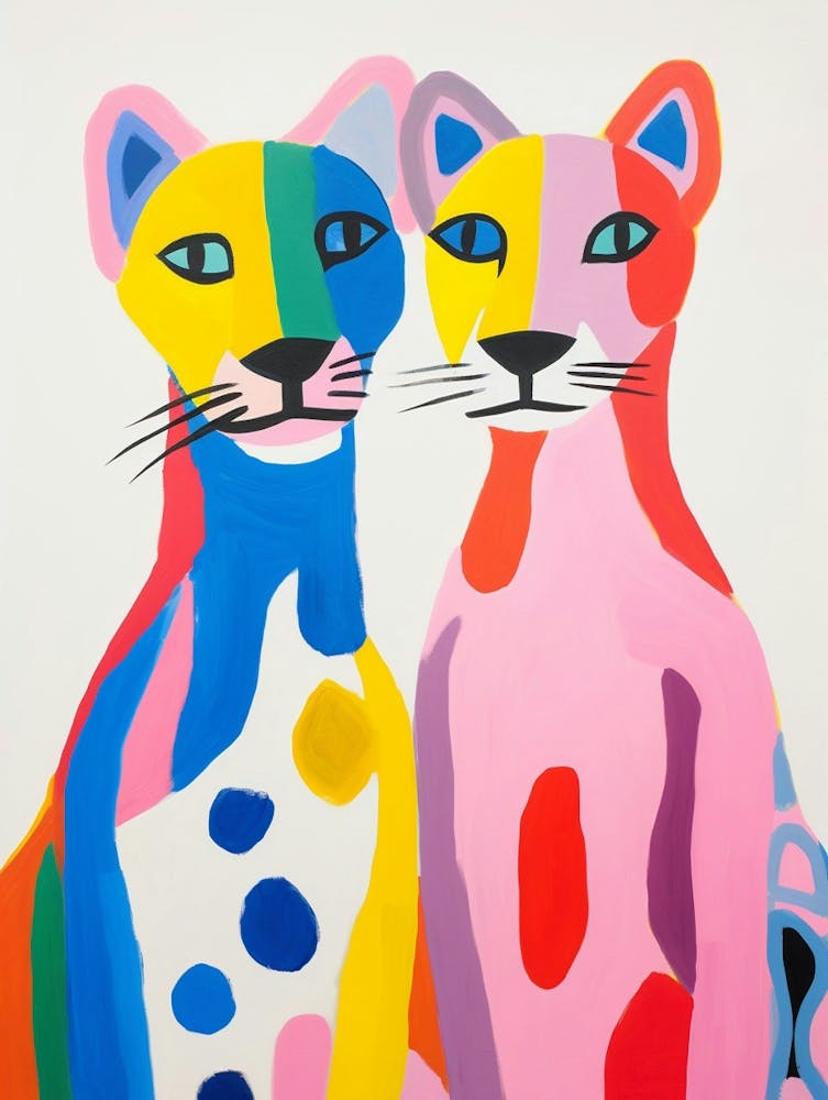 Colourful Kids Animal Art Mountain Lion 2