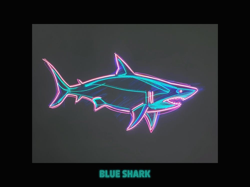 Neon Pastel Pink Blue Shark 8 Poster