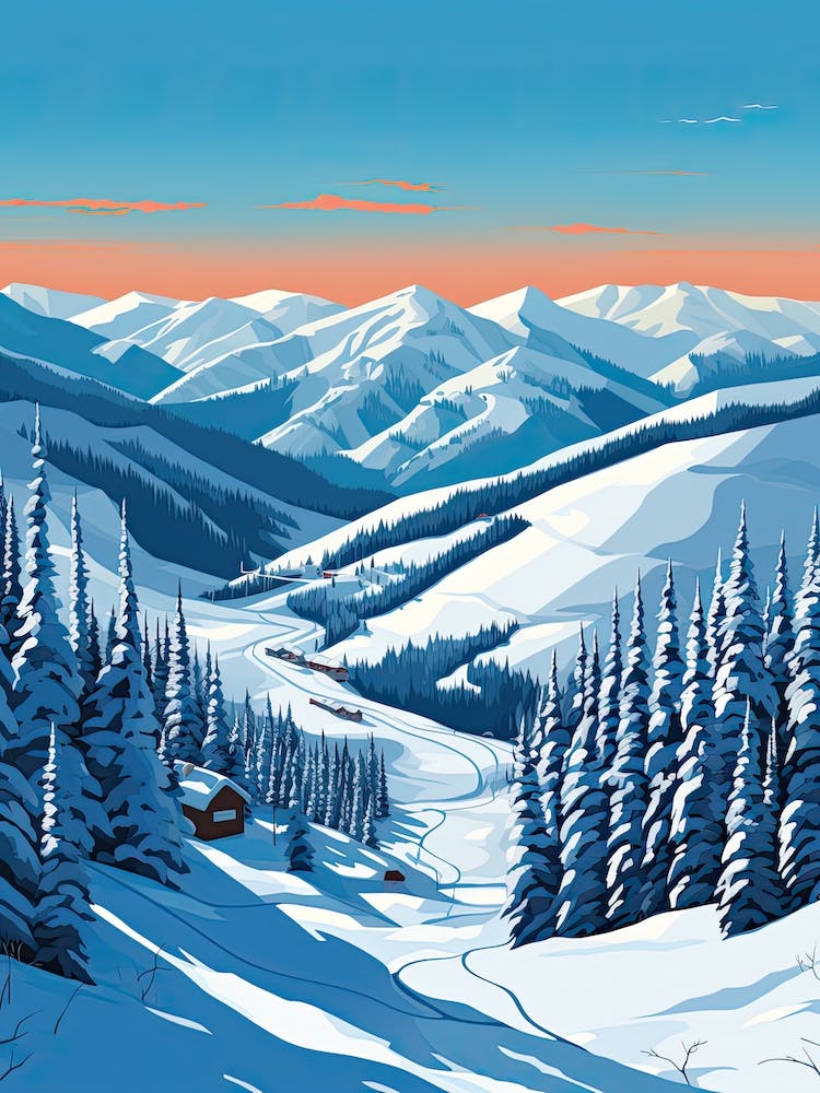 Taos Ski Valley   New Mexico, Usa, Ski Resort Illustration 2 Simple Style