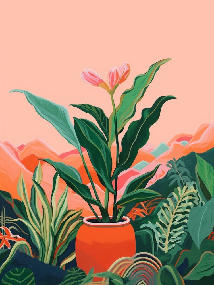 Boho Plant Painting Cast Iron Plant
