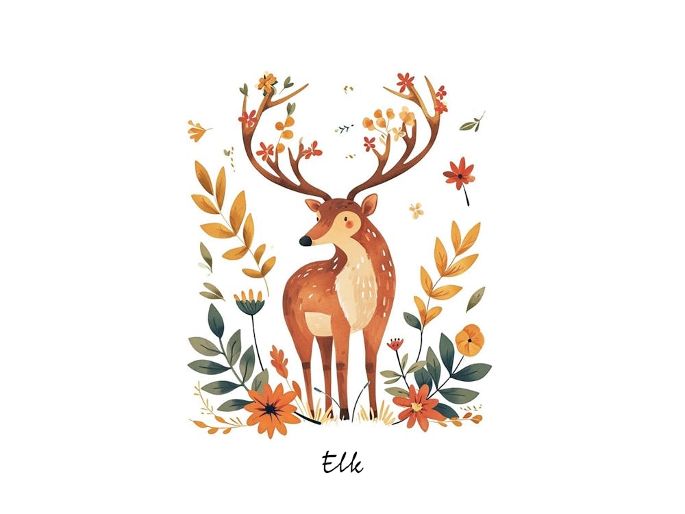 Little Floral Elk 1 Poster