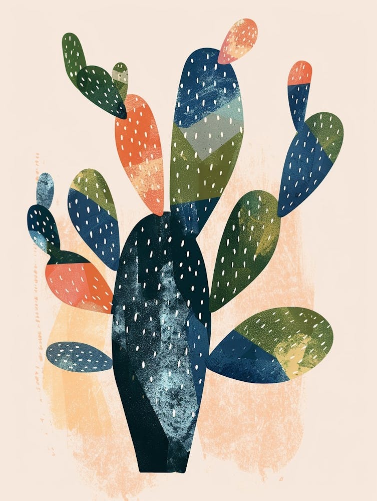 Peyote Cactus Minimalist Abstract Illustration 1