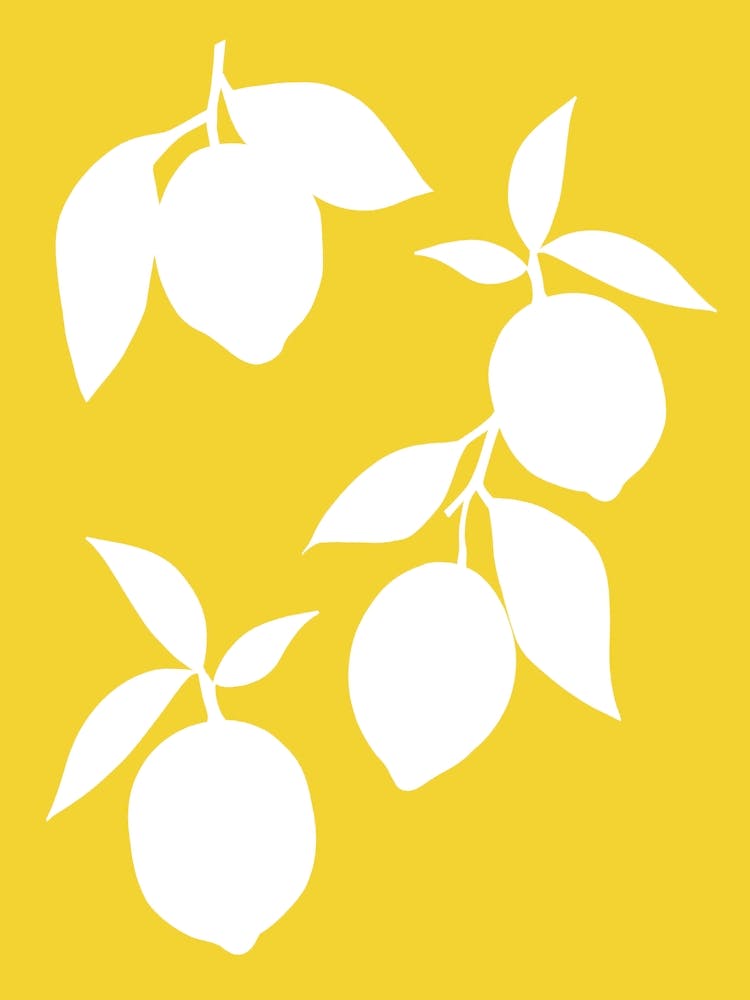 Lemons Silhouette On A Yellow Background