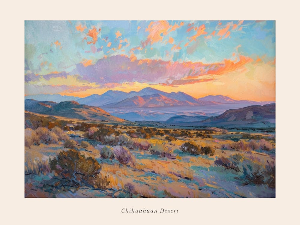 Western Sunset Landscapes Chihuahuan Desert Texas 2 Poster
