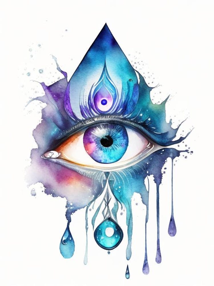 Chakra Series, Symbol, Third Eye Watercolour 2