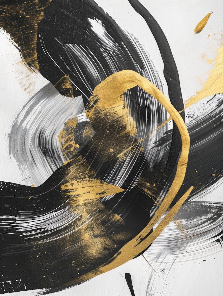Abstract Black And Gold Painting 37