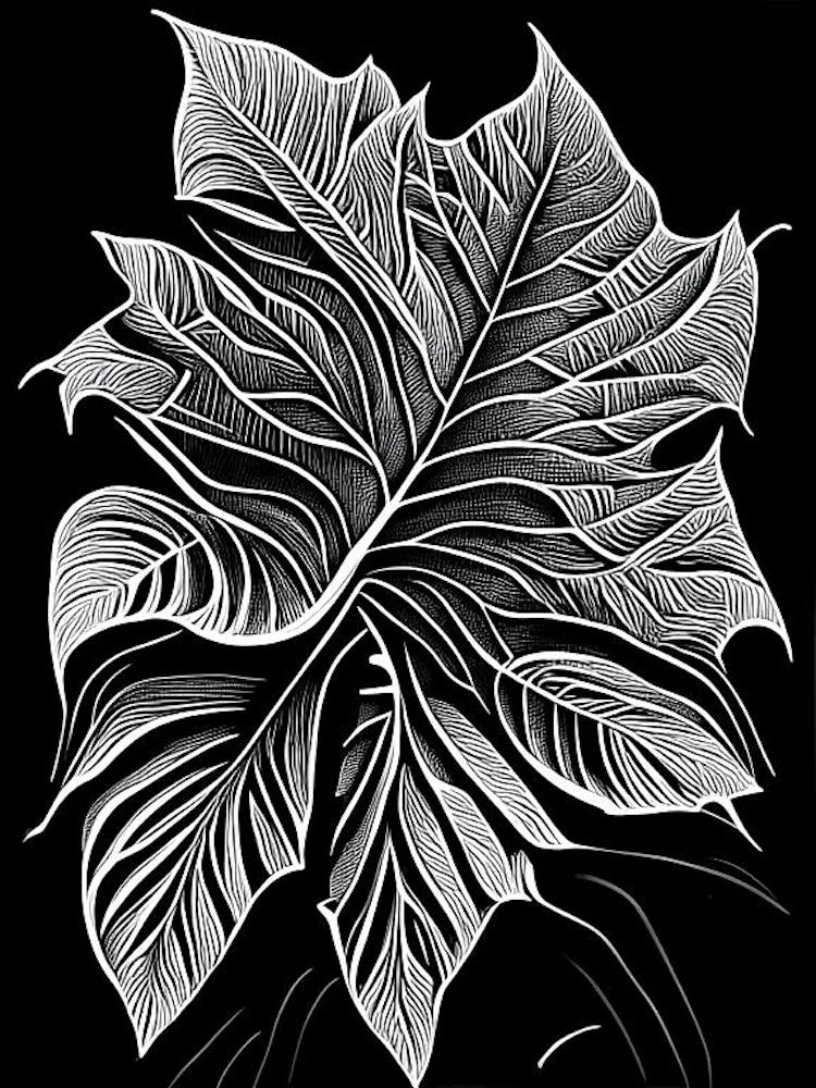 Achiote Leaf Linocut 2