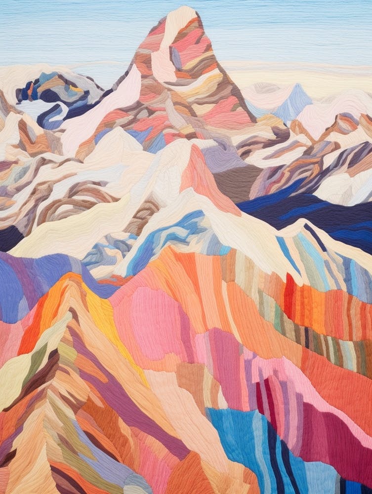 Aoraki New Zealand 1 Colourful Mountain Illustration