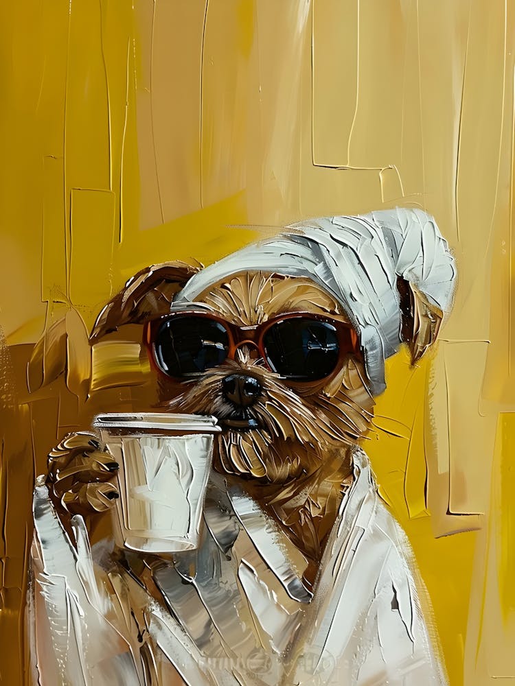 Dog With A Cup Of Coffee 1