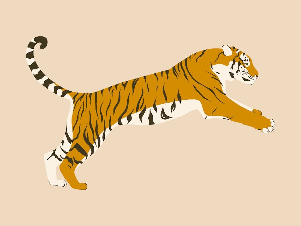 Leaping Tiger - Beige
