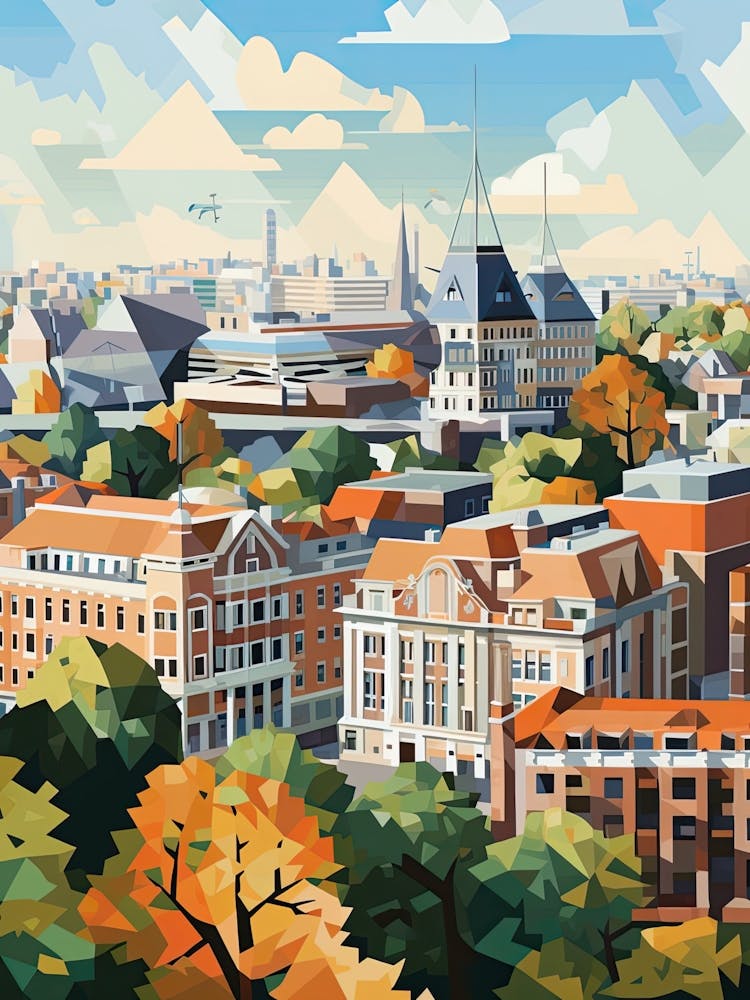 The Hague, Netherlands, Geometric Illustration 3