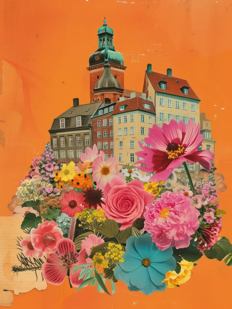 Copenhagen   Floral Retro Collage Style 1