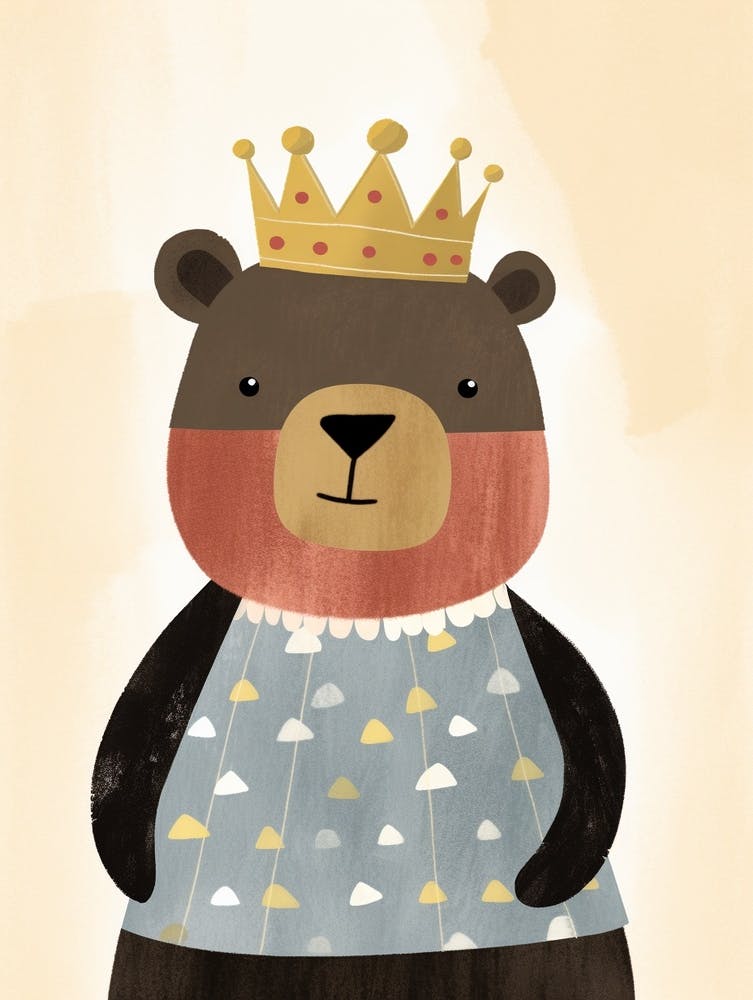 Little Black Bear 1 Wearing A Crown