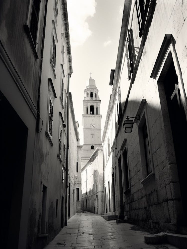 Split, Croatia, Black And White Old Photo 1