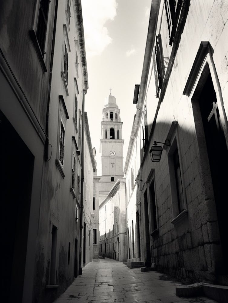 Split, Croatia, Black And White Old Photo 1