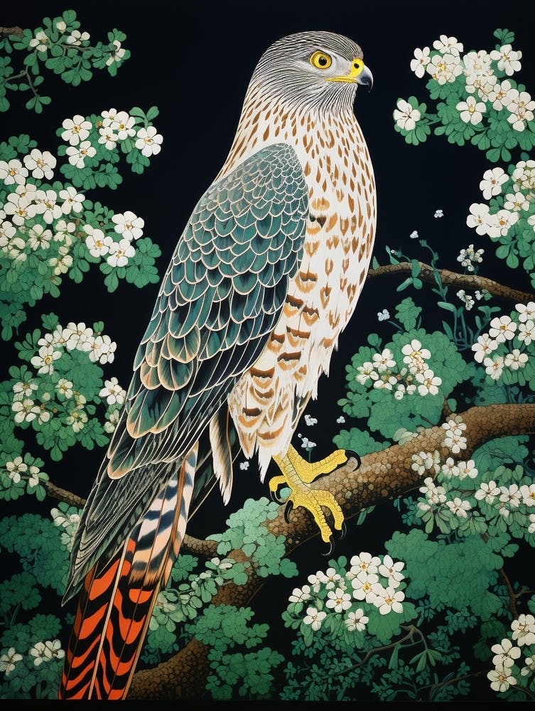 Ohara Koson Inspired Bird Painting Harrier 1