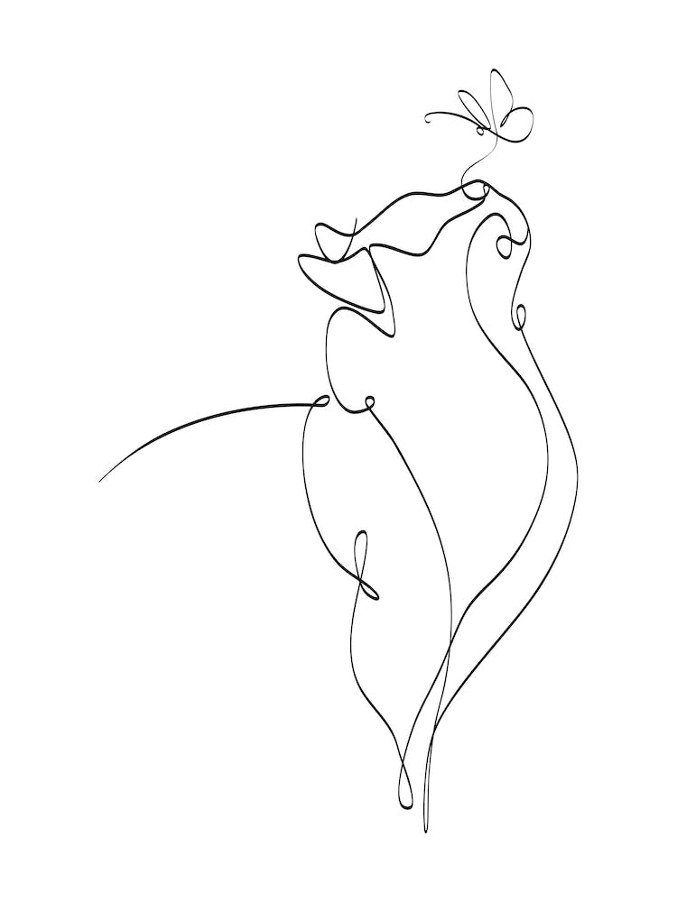 Cat One line drawing