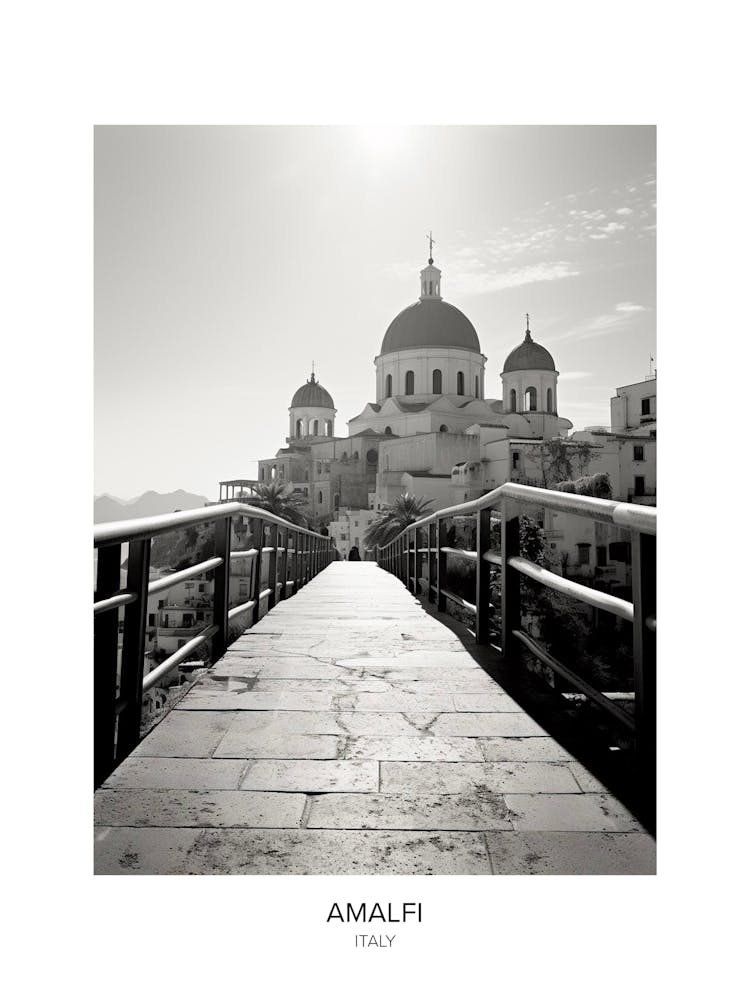 Poster Of Amalfi, Italy, Black And White Photo 4